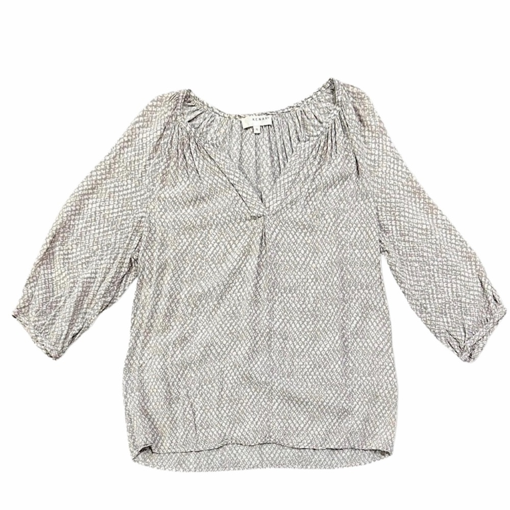 Kenar XL Lightweight 3/4 sleeve Boho Print V-Neck Blouse